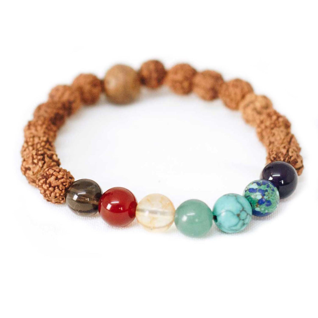 Chakra & Rudraksha Wrist Mala Bracelet - Global Groove (J)