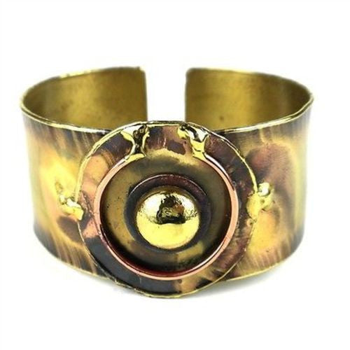 Circle Within Brass Cuff Handmade and Fair Trade