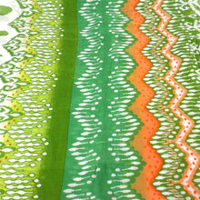 White,Peach and Green Ikat Cotton Scarf - Asha Handicrafts