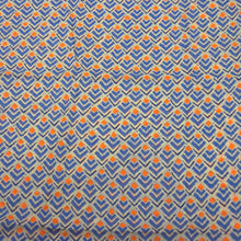 Blue and Orange Geometric Cotton Scarf - Asha Handicrafts