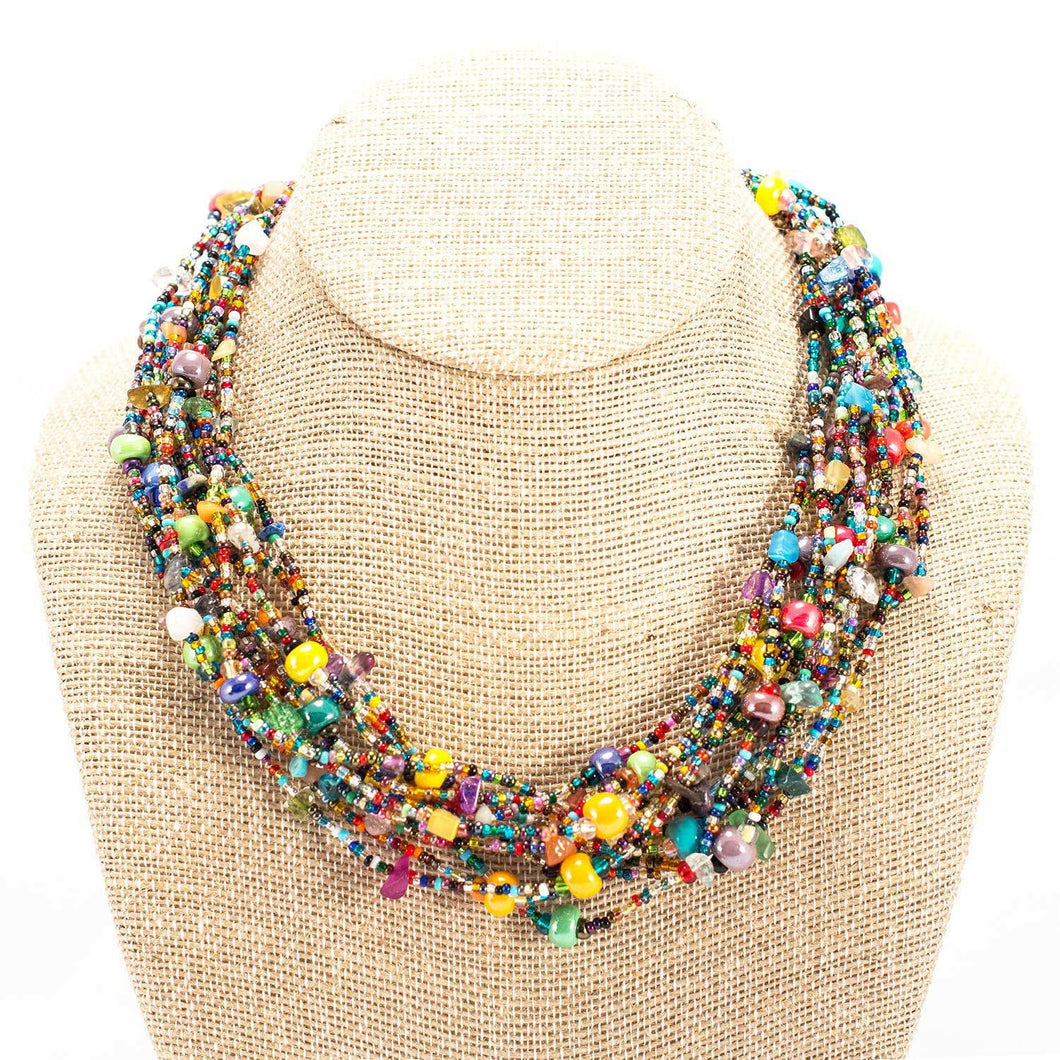 12 Strand Bead Beach Ball Necklace - Lucias Imports (J)