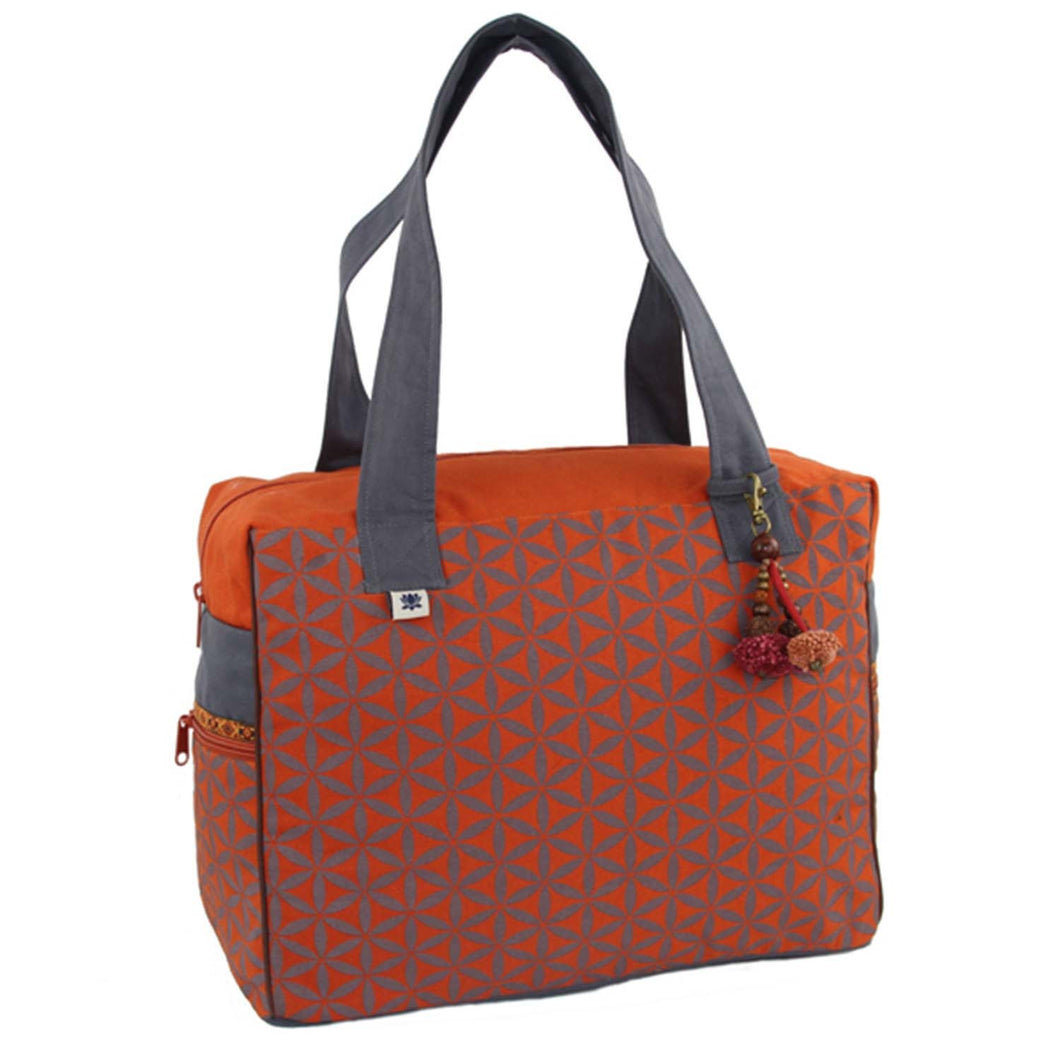 Flower of Life Retreat Bag Terracotta/Grey - Global Groove (B)