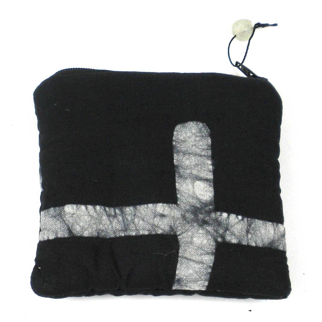 Batiked Coin Purse - Black - World Peaces (P)