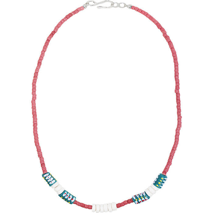 Hand Painted Necklace Teal - Global Mamas