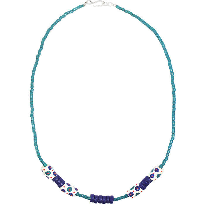 Hand Painted Necklace White - Global Mamas