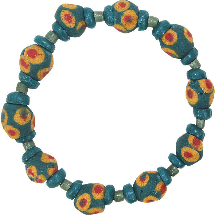 Hand Painted Recycled Glass Bracelet Moss - Global Mamas