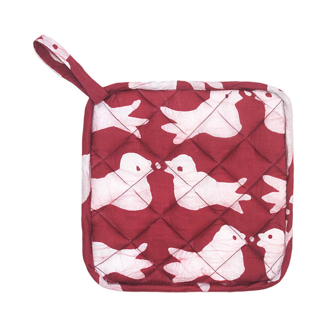 Pot Holder Two Birds Design Plum - Global Mamas (T)