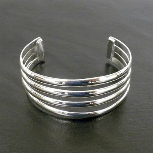 Silver Overlay Cuff  Four Bar Design Handmade and Fair Trade