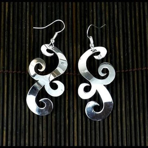 Large Silverplated Scrollwork Earrings Handmade and Fair Trade